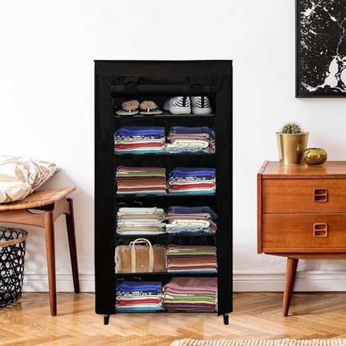 RAXON WORLD 6 Layer Black Space-Saver Collapsible Wardrobe: Maximize Your Space with Style - Image 4