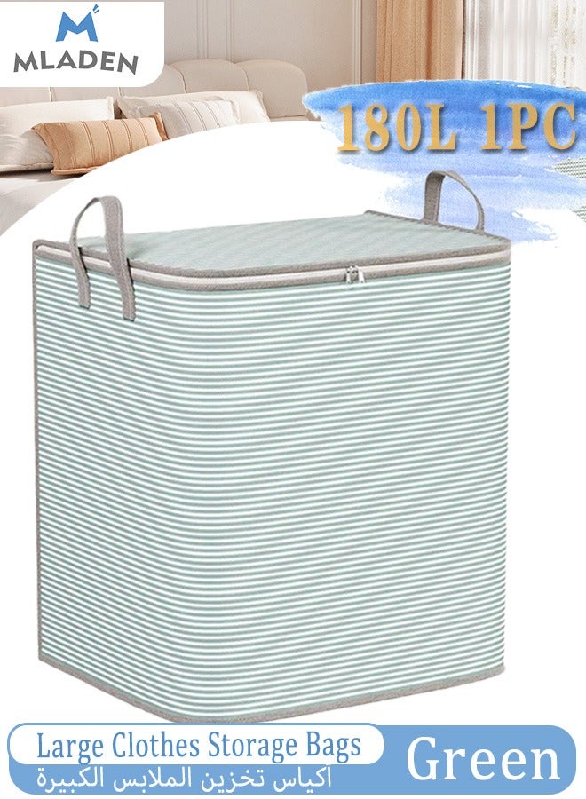 MLADEN 180L Large Storage Bags Foldable  Clothes Organizers Storage Containers with Durable Handle/Zipper Waterproof Clothes Storage Bins for Clothing  Blanket Comforters Bed Sheets Pillows and Toys - Image 1