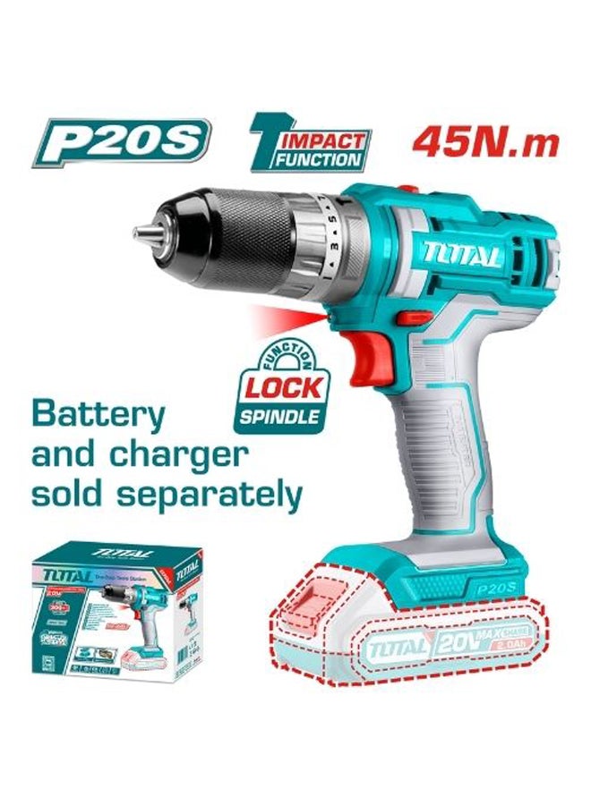 Total Impact Drill 20V Without Battery And Charger 45 Nm Metal Chuck  Tidli201455