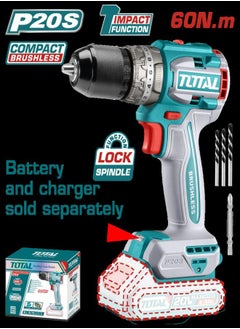 TOTAL Total Impact Drill 20V Without Battery And Charger 45 Nm Metal Chuck  Tidli201455  - Image 1