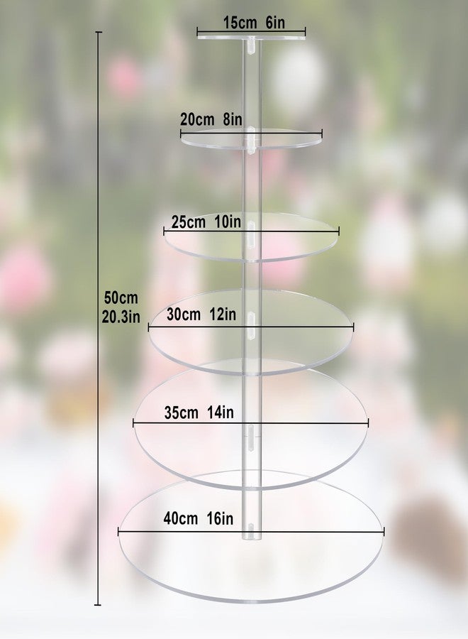 يست باي حامل كب كيك كبير، برج كب كيك من 6 طبقات، حامل كب كيك دائري يتسع لـ 80 كب كيك، حامل عرض كب كيك من الأكريليك الشفاف للحفلات والمناسبات والتجمعات وطاولة الحلويات - Image 4