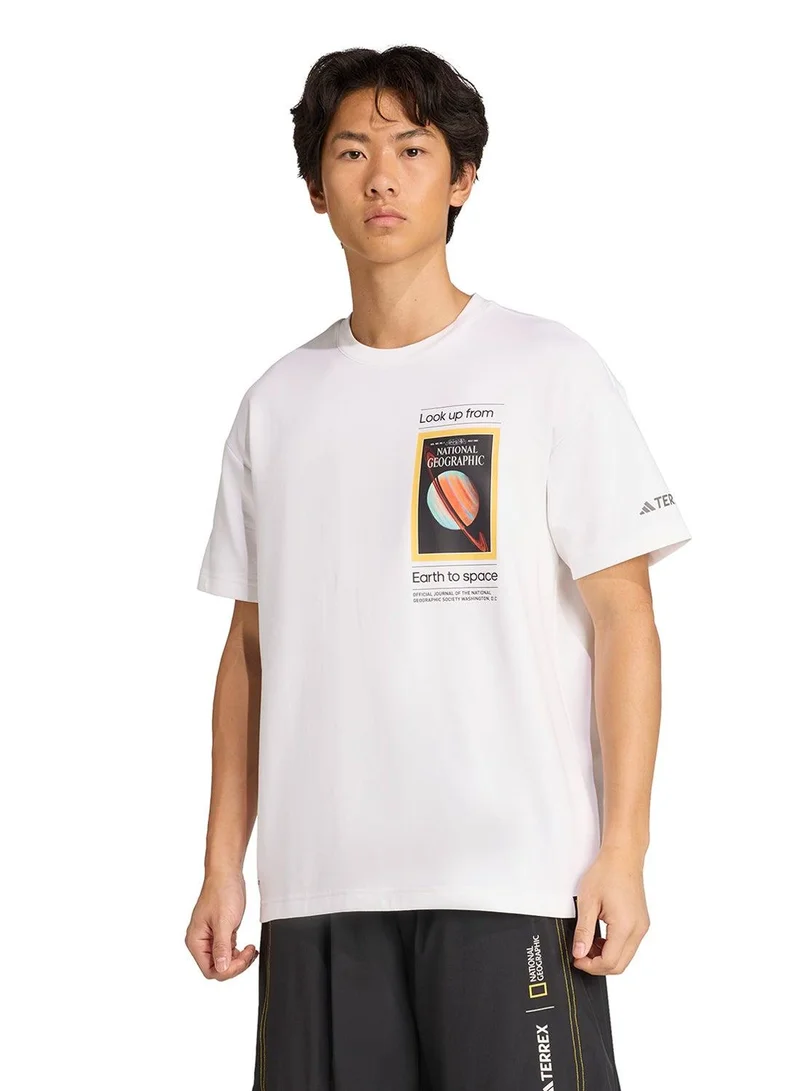 Adidas Ng U Ar F Gfx T White Hiking T-Shirts For Unisex XS