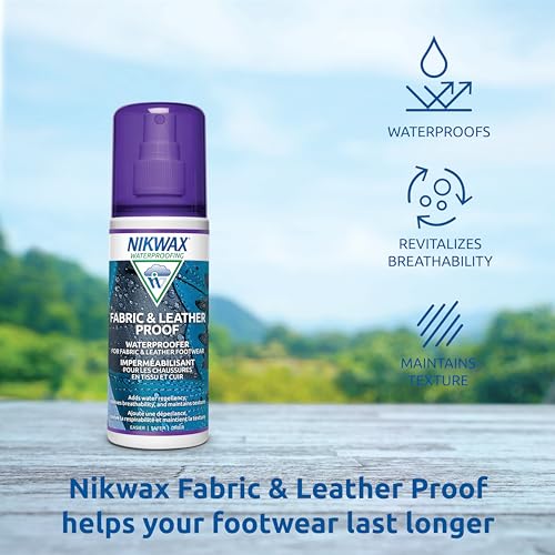 Nikwax نيكواكس حماية الأقمشة والجلود، رذاذ مقاوم للماء للأحذية، يستعيد قدرة الطرد المائي DWR، العناية بالبوت والأحذية، حماية من المطر، آمن لجور-تكس - Image 4