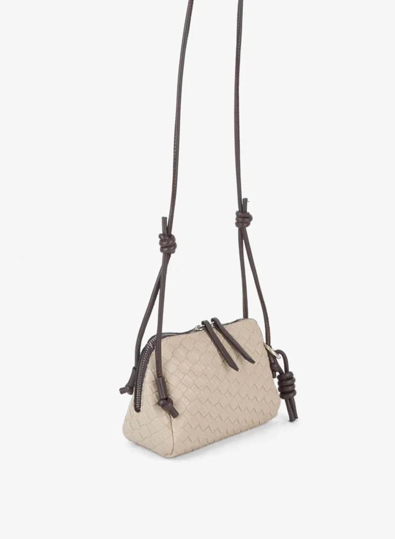 Women's Nazen Vizon Knitted Design Synthetic Leather Small Size Zipper Closure Hand, Arm, and Shoulder Bag.