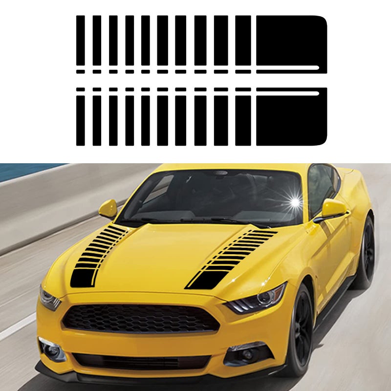 SUNBREATH Car Hood Modified Sport Style Stripe Sticker Graphic Vinyl Racing Decal Decoration Accessories for Vehicles C002 Black - Image 1