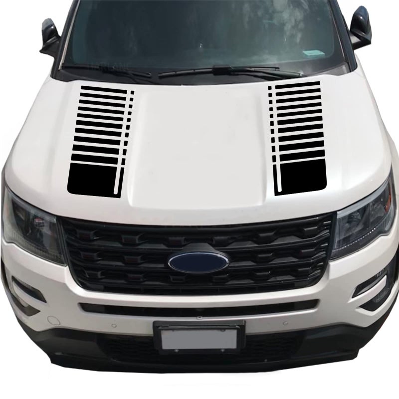 SUNBREATH Car Hood Modified Sport Style Stripe Sticker Graphic Vinyl Racing Decal Decoration Accessories for Vehicles C002 Black - Image 5