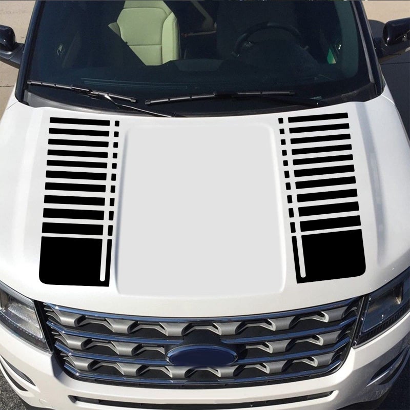 SUNBREATH Car Hood Modified Sport Style Stripe Sticker Graphic Vinyl Racing Decal Decoration Accessories for Vehicles C002 Black - Image 3