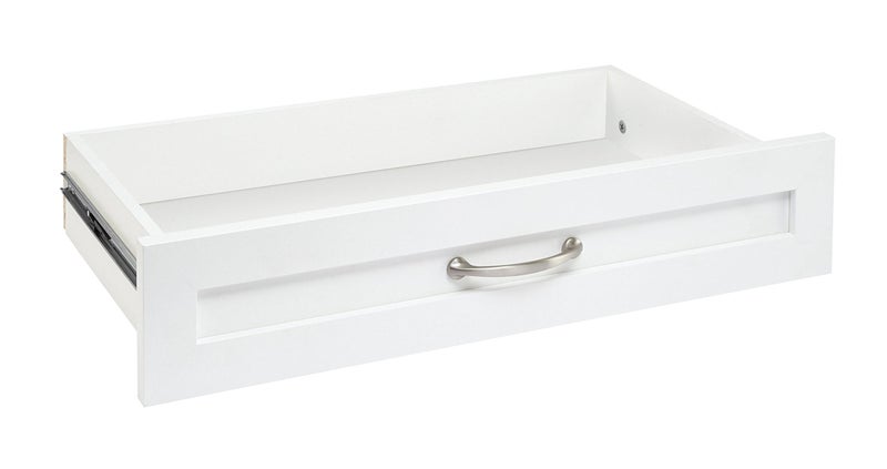 ClosetMaid ClosetMaid SuiteSymphony Wood Closet Drawer Add On Accessory Shaker Style For Storage Closet Clothes 25 x 5 Size for 25 in Units Pure WhiteSatin Nickel 