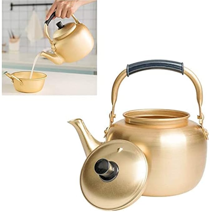 ريحني غلاية الصقر الصفراء ٤ لتر، غلاية شاي على الموقد، غلاية ذهبية، غلاية شاي كرك، غلاية تخييم، غلاية قهوة، غلاية ألومنيوم، مثالية للمنزل والمكتب، غلاية شاي تخييم، فندق ٤ لتر - Image 5