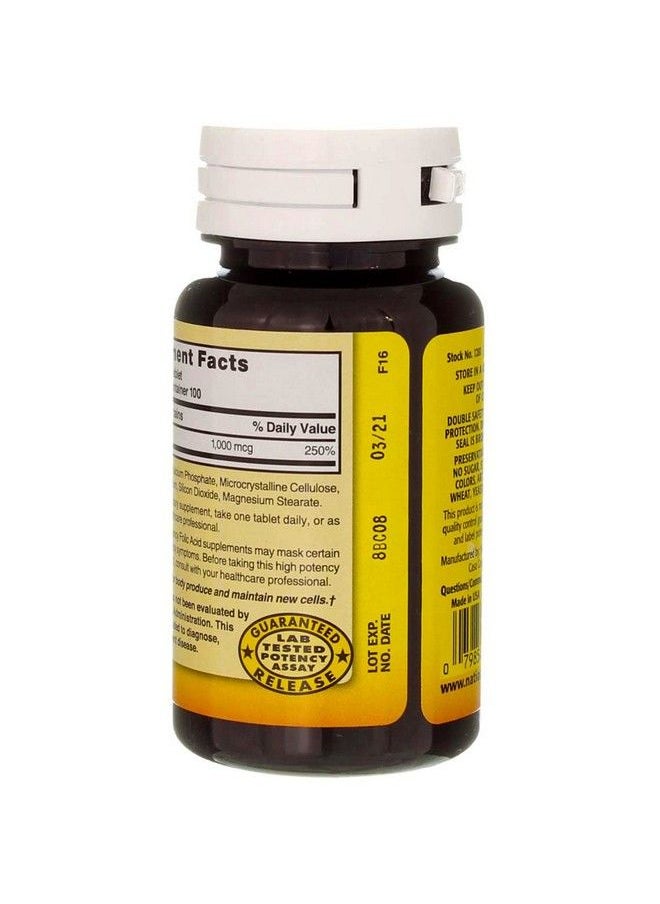 Nature's Blend - Nature`S Blend Folic Acid 1000Mcg Tablets 100 Count (2 Pack) - Image 1