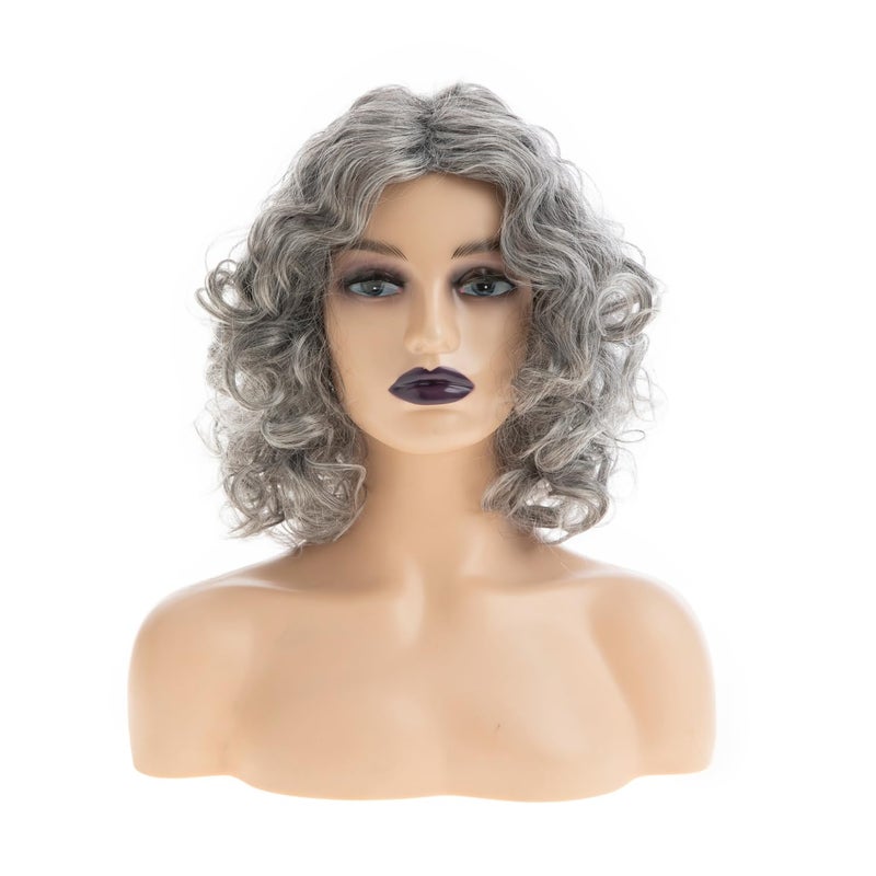 Beweig Short Gray Wavy Wigs for Women Grey Curly Bob Wig Middle Part Silver Synthetic Wig Natural Looking Daily Party Wig - Image 2