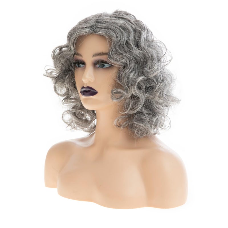 Beweig Short Gray Wavy Wigs for Women Grey Curly Bob Wig Middle Part Silver Synthetic Wig Natural Looking Daily Party Wig - Image 3