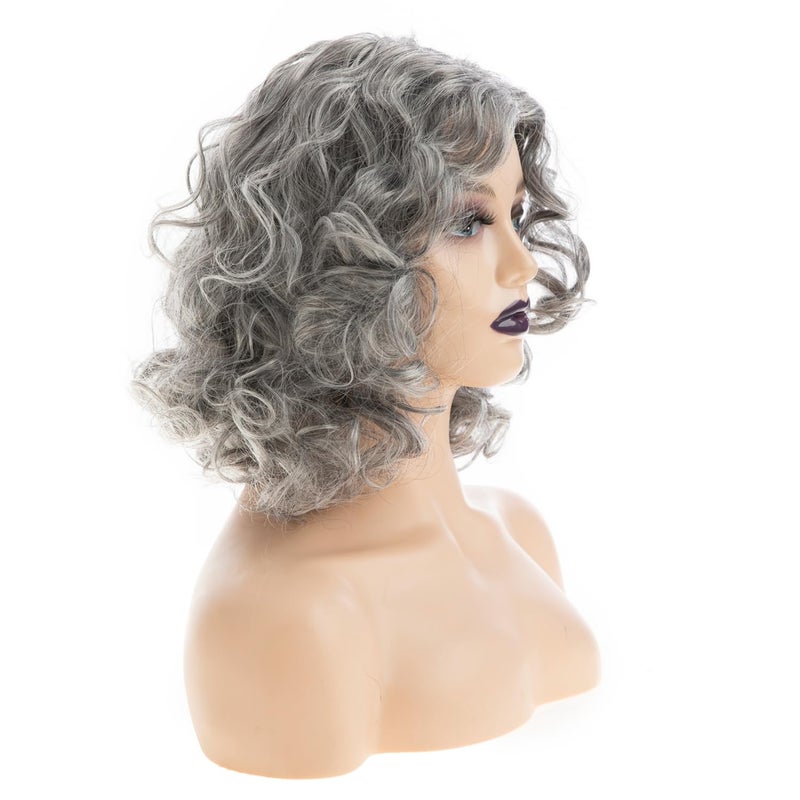 Beweig Short Gray Wavy Wigs for Women Grey Curly Bob Wig Middle Part Silver Synthetic Wig Natural Looking Daily Party Wig - Image 4