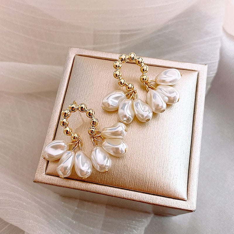 Sither Pearls Tassel Earrings for Women Dangling Pearls Earrings Boho Dainty Earrings Gold Jewelry for Prom Wedding Party Halloween Christmas Gift - Image 5