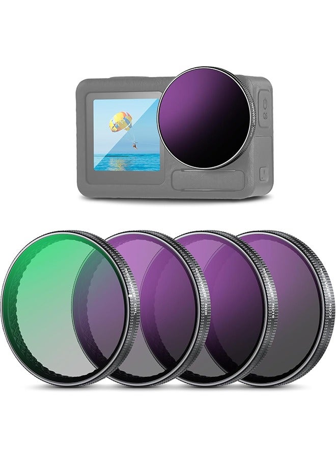 NEEWER Snap On ND Filter Set Compatible with DJI Osmo Action 3/4/5 Pro, 4 Pack ND8+ND16+ND32+CPL Neutral Density Polarizing Action Camera Accessories, Multicoated HD Optical Glass, FL-A76 - Image 1