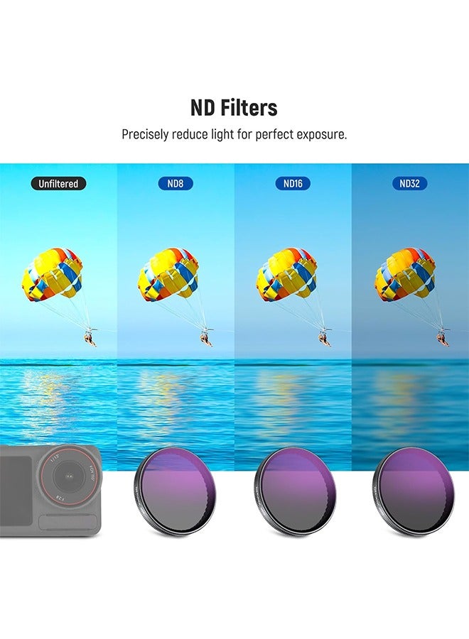 NEEWER Snap On ND Filter Set Compatible with DJI Osmo Action 3/4/5 Pro, 4 Pack ND8+ND16+ND32+CPL Neutral Density Polarizing Action Camera Accessories, Multicoated HD Optical Glass, FL-A76 - Image 2