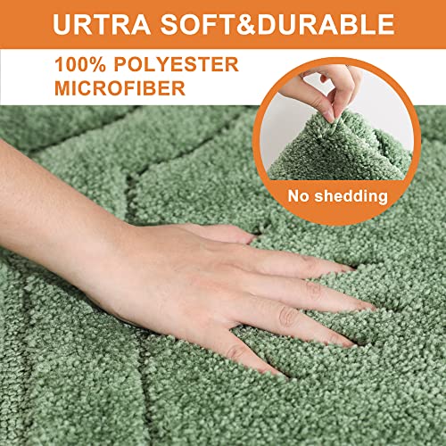 BEQHAUSE-Bathroom-Rugs-Non-Slip-Bath Mats for Bathroom Soft and Absorbent Polyester Bath Mat Machine Washable Quick Dry Shaggy Shower Mat for Bathrooms, Bathtub and Sink,16"x24",Green - Image 4