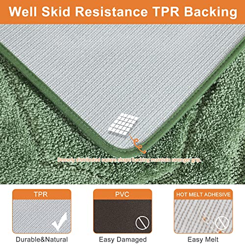 BEQHAUSE-Bathroom-Rugs-Non-Slip-Bath Mats for Bathroom Soft and Absorbent Polyester Bath Mat Machine Washable Quick Dry Shaggy Shower Mat for Bathrooms, Bathtub and Sink,16"x24",Green - Image 3