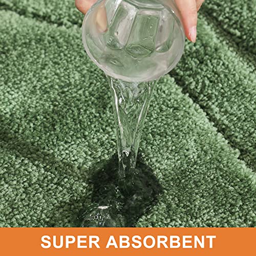 BEQHAUSE-Bathroom-Rugs-Non-Slip-Bath Mats for Bathroom Soft and Absorbent Polyester Bath Mat Machine Washable Quick Dry Shaggy Shower Mat for Bathrooms, Bathtub and Sink,16"x24",Green - Image 2