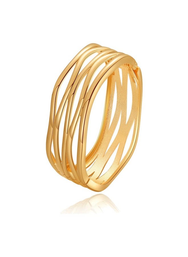 CSIYANJRY99 18K Gold Bangles Bracelets for Women Trendy Wide Chunky Cuff Bangle Bracelet Hammered Irregular Wrist Cuff Wrap Bracelet (W) - Image 1