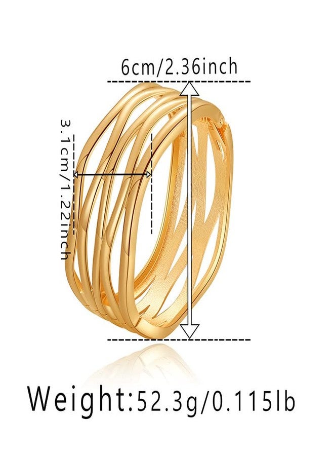 CSIYANJRY99 18K Gold Bangles Bracelets for Women Trendy Wide Chunky Cuff Bangle Bracelet Hammered Irregular Wrist Cuff Wrap Bracelet (W) - Image 5