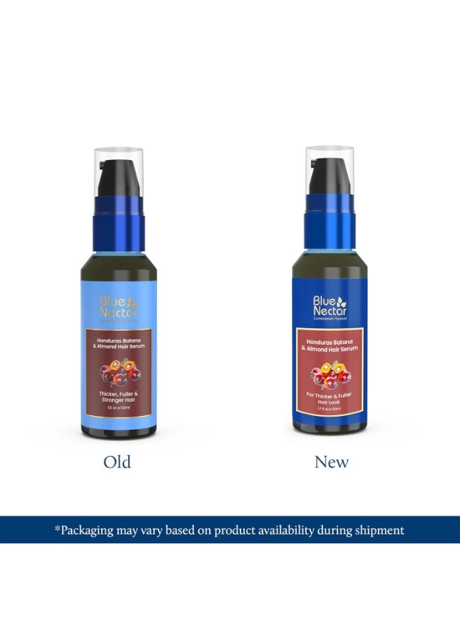 Blue Nectar Honduras Batana & Almond Hair Serum for Fuller & Thicker Hair | Plant Based Alternate to Redensyl | Advanced Hair Growth Serum for Dry & Frizzy Strands | For Women & Men (18 Herbs, 50ml) - Image 2