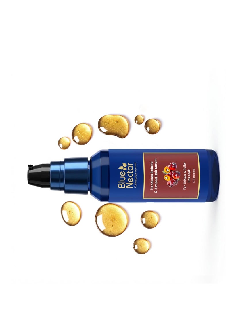 Blue Nectar Honduras Batana & Almond Hair Serum for Fuller & Thicker Hair | Plant Based Alternate to Redensyl | Advanced Hair Growth Serum for Dry & Frizzy Strands | For Women & Men (18 Herbs, 50ml) - Image 3
