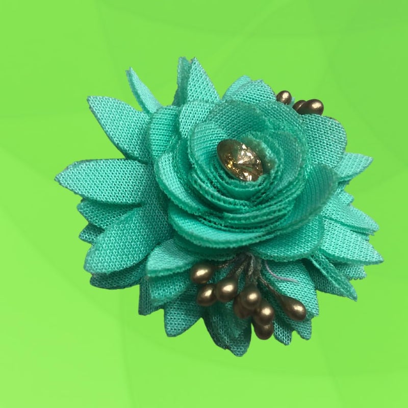 ALEVAN Beads Crafts Artificial Netted Fabric Rose Flowers with Buds and Stone for Home Decoration Dress Boutique DIY Art Craft Sea Green 72 - Image 2