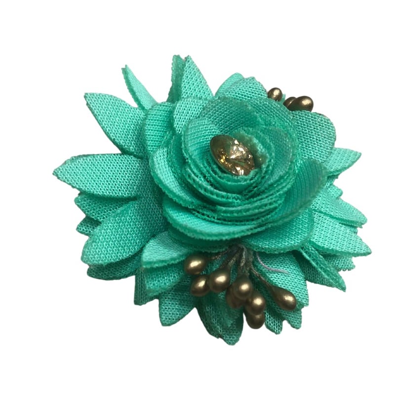 ALEVAN Beads Crafts Artificial Netted Fabric Rose Flowers with Buds and Stone for Home Decoration Dress Boutique DIY Art Craft Sea Green 72 - Image 3