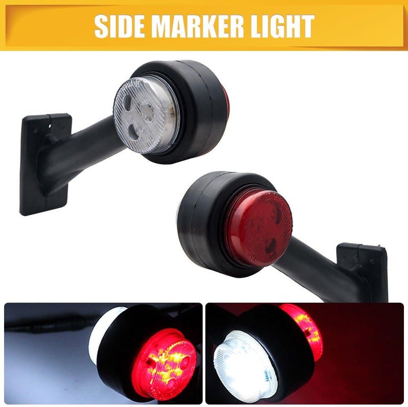 MASO 2X 8 LED Side Outline Stalk Marker Lights Lamp 12V Red White for Trailer Truck Caravan - Image 4