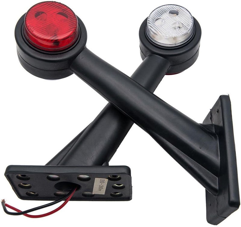 MASO 2X 8 LED Side Outline Stalk Marker Lights Lamp 12V Red White for Trailer Truck Caravan - Image 1