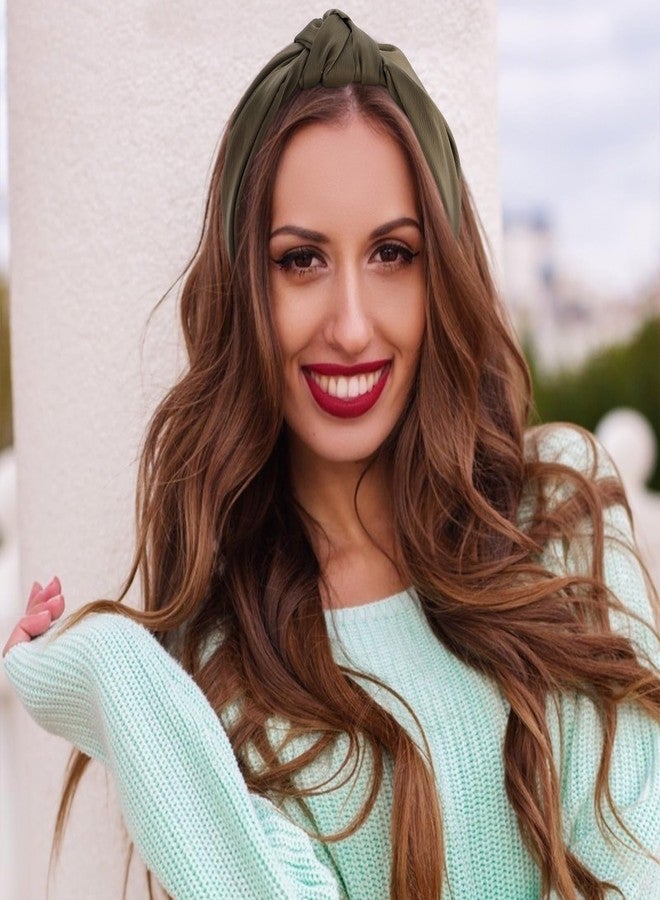 VELSCRUN 2 Pack Satin Wide Knotted Headbands - Brown Elastic Turbans, Non-Slip Silk Hair Styling Accessories for Women, Sisters, Girls, Gifts - Image 2