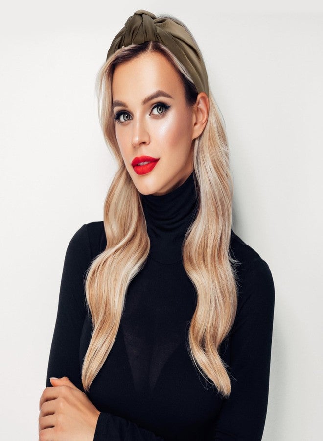 VELSCRUN 2 Pack Satin Wide Knotted Headbands - Brown Elastic Turbans, Non-Slip Silk Hair Styling Accessories for Women, Sisters, Girls, Gifts - Image 3