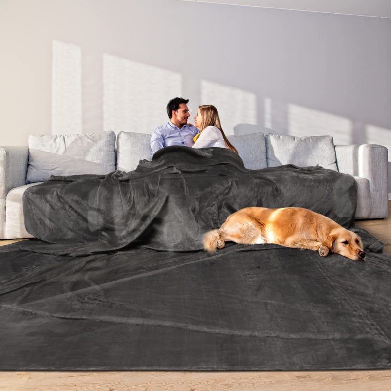 Edenleaf Oversized Blanket 120x120 Inches Giant Huge Companion for Bed SofaTravel and Camping Extra Large Big Soft Blanket Fits The Whole Family and Outdoors Dark Grey 10x10