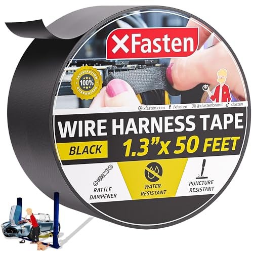 XFasten Wire Harness Tape, 1.3-Inch x 50-Foot, High Temp Wiring Loom Harness, Self-Adhesive Felt Cloth Electrical Tape for Automotive Engines, Noise Dampening, and Cable Protection - Image 1