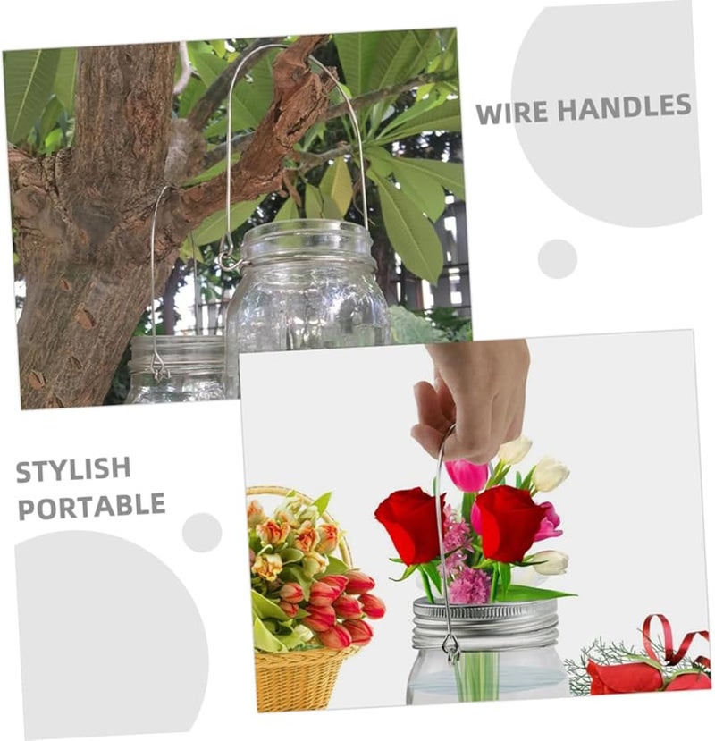 مقابض سلكية من الفولاذ المقاوم للصدأ لبرطمانات التعليب 12 قطعة خطاطيف تعليق للمطبخ - Image 4