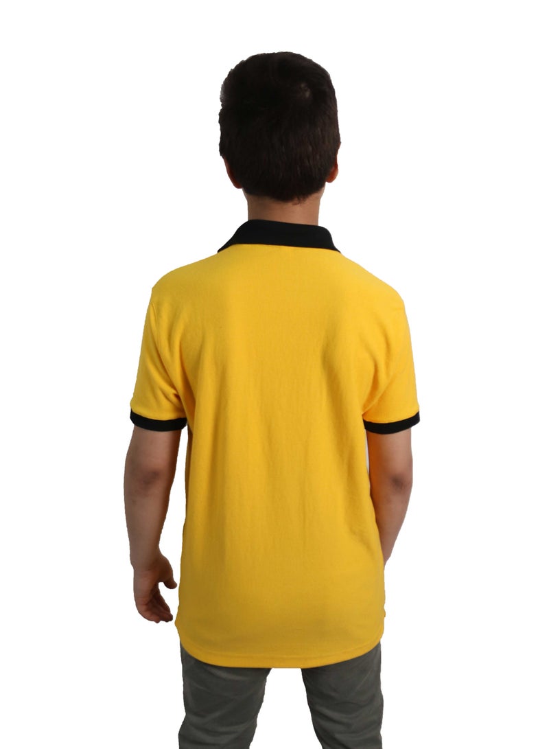 OneHand T-Shirt Polo Cotton Short Sleeves For Kids - Yellow - Image 3