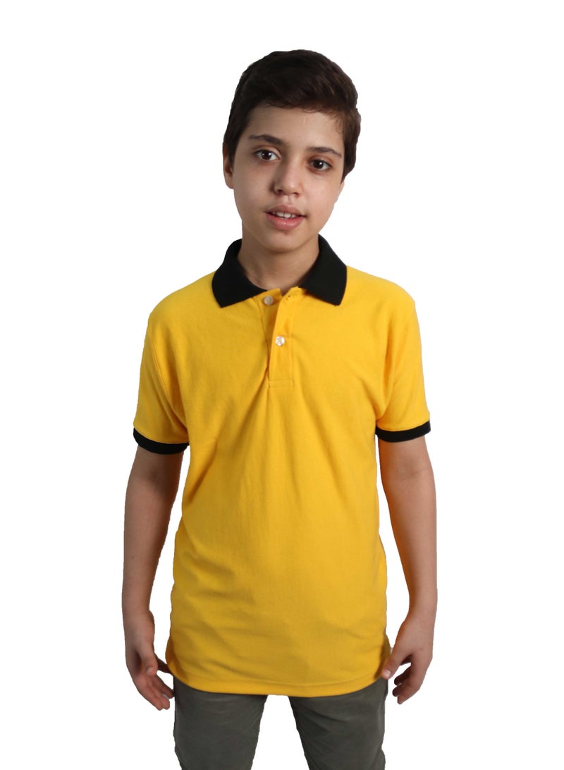 OneHand T-Shirt Polo Cotton Short Sleeves For Kids - Yellow - Image 1