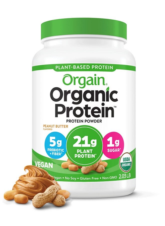 Orgain مسحوق بروتين نباتي عضوي بزبدة الفول السوداني 21 جرامًا من البروتين النباتي منخفض الكربوهيدرات الصافية غير مشتق من الألبان خالٍ من الغلوتين / اللاكتوز بدون إضافة سكر خالٍ من الصويا كوشير نونجمو 2.03 رطل - Image 2