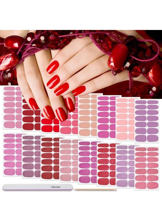 DANNEASY - 16 Sheets Solid Color Nail Polish Strips Glitter Nail Wraps Gel Nail Strips Self Adhesive Nail Polish Stickers For Women Fingernails Nail Art Accessories With Nail File Cuticle Stick - Image 1
