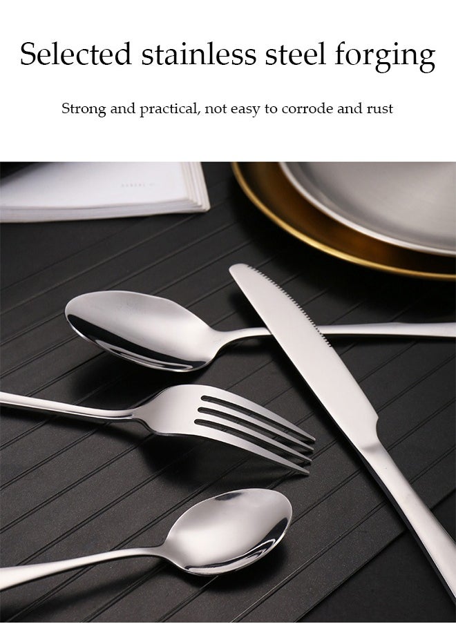 DUNISO 11 Pcs Stainless Steel Camping Cutlery Set, portable outdoor picnic utensil, mirror polished utensil set, with knife, fork, spoon, food clip, chopsticks, plate, utensil bag, suitable for outdoor hiking, picnicking, and barbecue  - Image 5