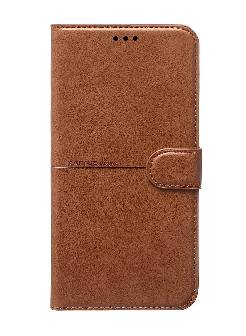 Kaiyue Flip Leather Case Cover For Realme 5 - Brown