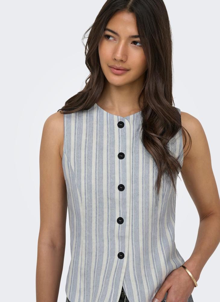 ONLY Onlgoa S/L Linen  Waistcoat - Image 3
