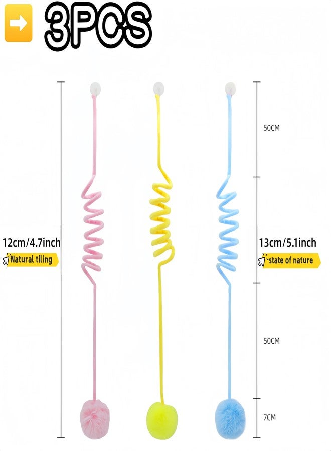 uvbws 3PCS Soft Plush Interactive Cat Toys,Cat Spring Toys, Interactive Cat Teaser Retractable Toys Indoor Kitten Play Chase Exercise Physical Stimulation,for Indoor Cats Kitten Chasing and Playing - Image 2