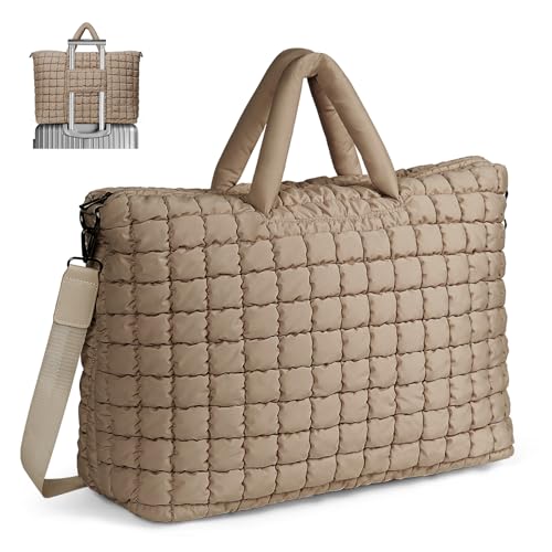 ANKICK Quilted Duffle Bag for Travel, Large Puffer Duffel Weekender Bags Soft Gym Tote, Big Puffy Carry on Luggage Overnight - Image 1