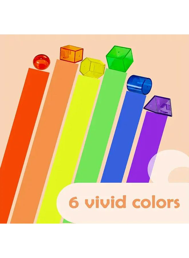 60pcs Geometric Solids Translucent 3D Shapes For Kids Light Table Math Manipulatives Classroom Sorting Stacking Toys - Image 5