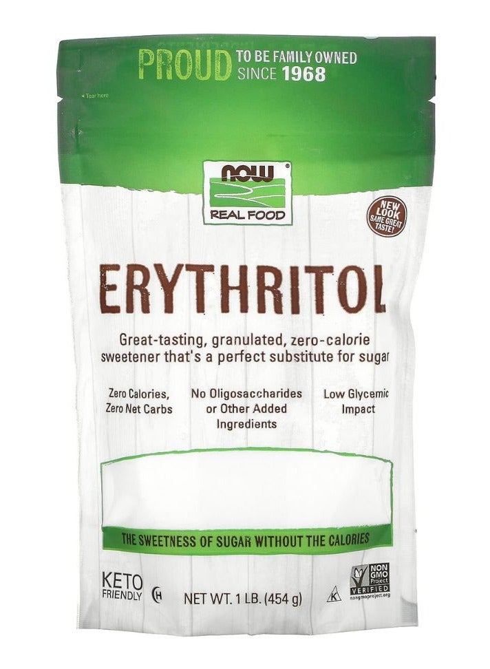 ناو مُحلي إريثريتول طبيعي، ٤٥٤ غرام | بديل سكر خالي من السعرات الحرارية، مناسب لحمية الكيتو ومنخفض الكربوهيدرات | غير معدل وراثيًا، مثالي للخبز والمشروبات