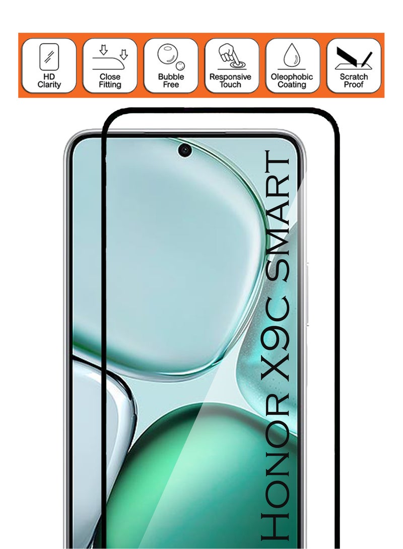 هونر X9c سمارت - واقي شاشة زجاجي مقسى - لمسة حساسة، شفافية أعلى، سهل التركيب، مقاوم للخدوش وخالي من الفقاعات - أسود - Image 2