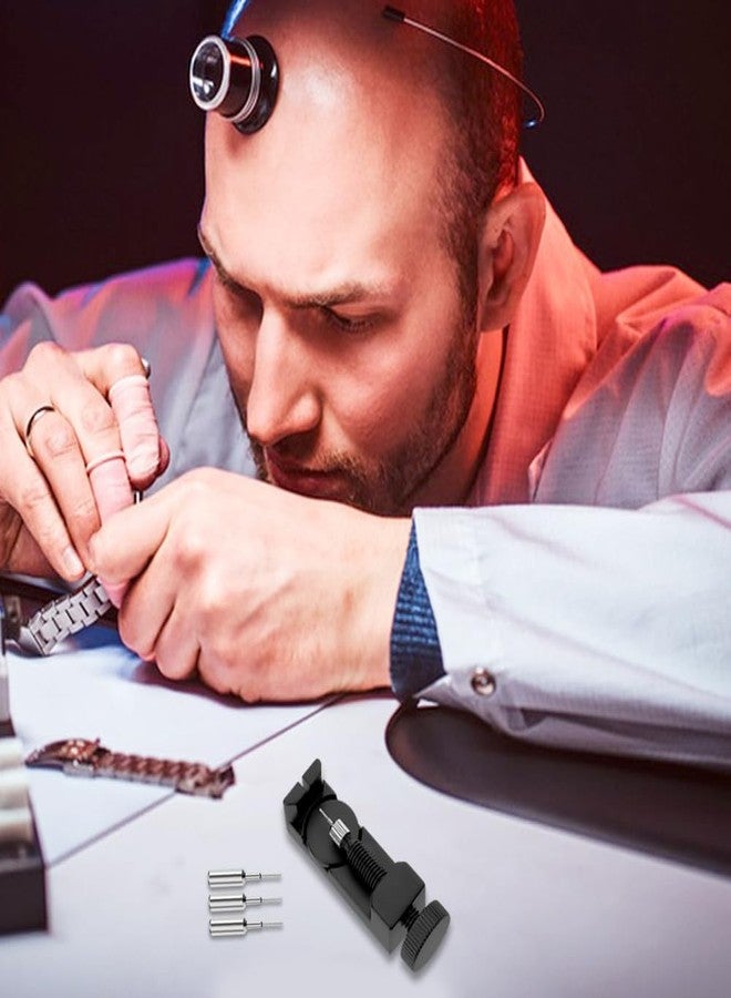 Ranjaner طقم أدوات إصلاح الساعات للجنسين من رانجانر - أداة إزالة وصلات سوار الساعة المعدنية، وأداة ضبط واستبدال دبابيس الساعة، لون أسود، محمولة ومتعددة الاستخدامات - Image 5