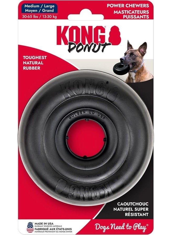 Kong لعبة كلب دونات كونغ إكستريم – أقوى لعبة مضغ من المطاط الطبيعي المتينة للمضغ القوي – آمنة على الأسنان واللثة، ممتعة للارتداد والدحرجة للعب الداخلي والخارجي (متوسطة/كبيرة) - Image 1